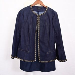 Lafayette 148 NY Jean Gold Chain Suit with Skirt